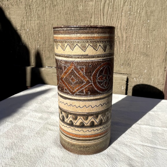Italian Italica ARS for Peasant Village cylinder Vase mid century - Picture 2 of 9